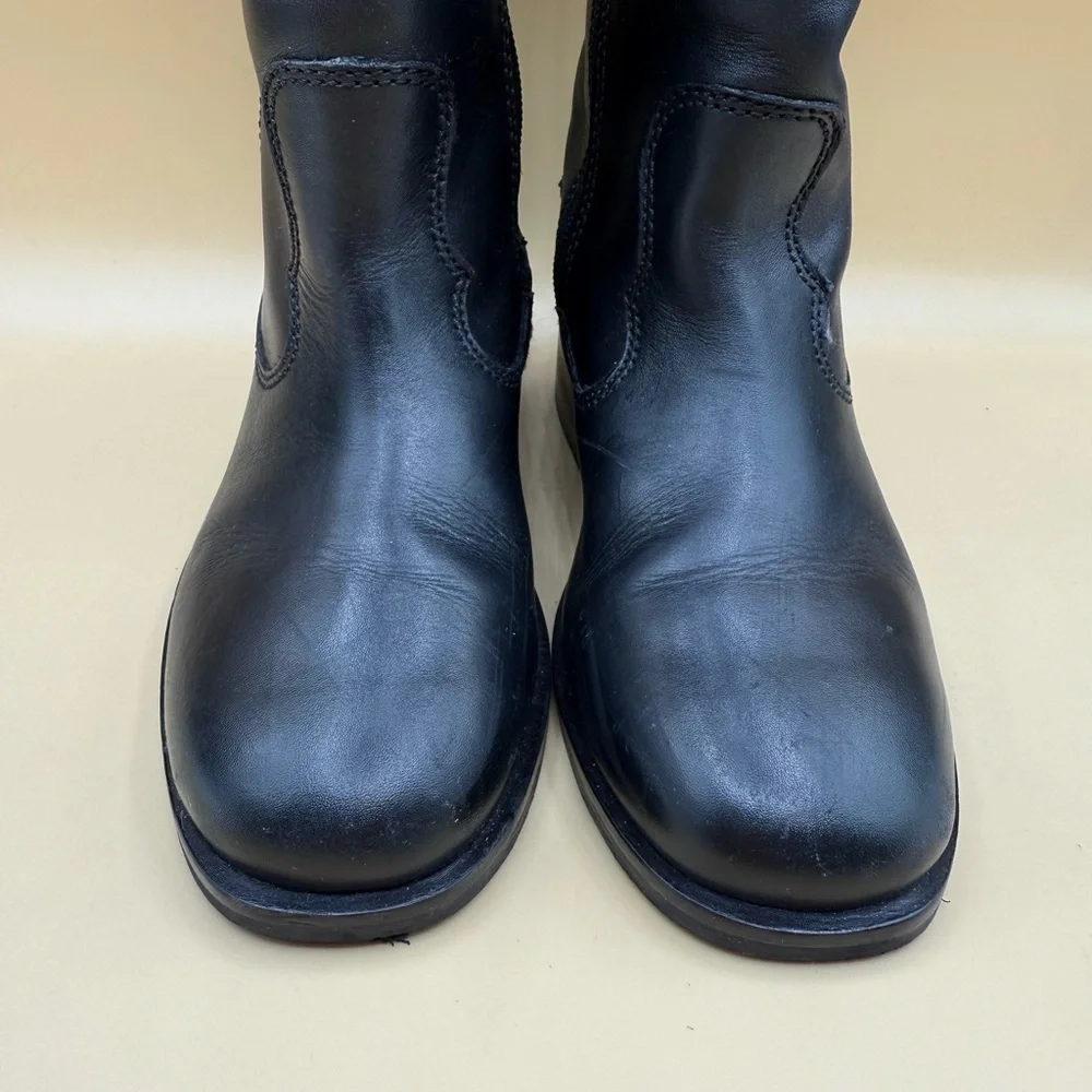 ZARA Kids Black Riding Boots Size 32 | Faux Leather Knee-High Zip Boots